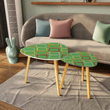 Triangle 50s Retro Tripod Nesting Table Set, Green Geometric