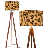 Scandi Retro Tripod Floor Lamp, Leopard Print Shade