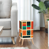 Small 70s Retro Trash Can with Lid: Scandi Midcentury Style Wastebasket