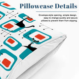 50s Atomic Cat Pattern Duvet Cover Set: Midcentury Retro Bedding
