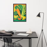 FRAMED Matte Poster 70s KITCHEN Still Life VEGETABLES Orange Yellow Green