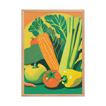 FRAMED Matte Poster 70s KITCHEN Still Life VEGETABLES Orange Yellow Green