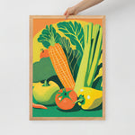 FRAMED Matte Poster 70s KITCHEN Still Life VEGETABLES Orange Yellow Green