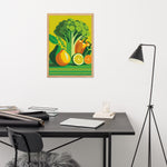 Framed Matte Poster RETRO 70s KITCHEN Still Life VEGETABLES Orange Yellow Green