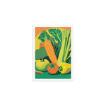 FRAMED Matte Poster 70s KITCHEN Still Life VEGETABLES Orange Yellow Green