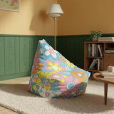 Retro 70s Flower Pattern Duvet Cover Set: Pastel Colors Floral Bedding