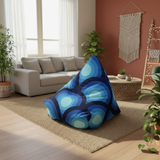 Blue Retro 70s Runner Rug – Midcentury Peacock Eyes Pattern | Multiple Sizes