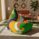 Retro 70s Psychedelic Bean Bag Chair Cover | Cozy Floor Seating 2 Sizes