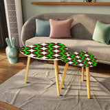 Triangle 60s Retro Tripod Nesting Table Set, Green Geometric