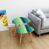 Triangle 70s Retro Tripod Nesting Table Set, Wavy Green Blue