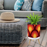 70s Retro Nordic Style Plant Pot with Wooden Legs: Yellow Orange Red