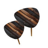 Triangle 60s Retro Tripod Nesting Table Set, Weathered Wood Print