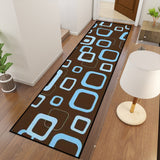 Brown Blue 60s Retro Runner Rugs | Midcentury Style Floor Runners