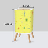 Square Trash Can with Lid, Christmas Stars Celestial Yellow