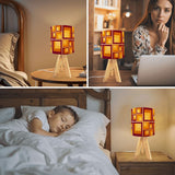 Orange Sqaures Retro Midcentury Tripod Table Lamp – Smart LED Remote
