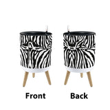 Black White Zebra Flower Pot - Retro Animal Print Wooden Legs Plant Pot