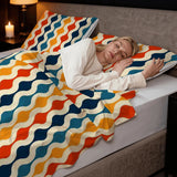 Retro 70s Twin Duvet Cover Set: Midcentury Modern Bedding (55"x79" / 140x200 cm)