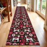 Holidays Season Vintage Style Hallway Retro Runner Rug - Nordic Folkloric