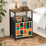 Retro 60s Midcentury Bedside Table with Power Strip & 2 Drawers