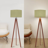 Retro Nordic Scandi Tripod Floor Lamp, Sage Green Shade