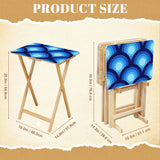 Blue Peacock Eye retro TV tray set of 4, size guide with table and rack dimensions