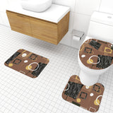 Retro 50s Style Bathroom Mat Set | Retro Midcentury 3-Piece Rugs, Geometric Pattern