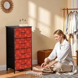 Vintage Retro Dresser: Red Black Midcentury Modern Cabinet