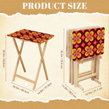 Orange Flower Power retro TV tray set of 4, size guide with table and rack dimensions