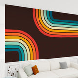 70s Midcentury Modern Disco Rainbow Wall Mural – Retro Removable Wallpaper