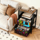 Midcentury Modern Side Table - Nightstand with USB & AC Outlets