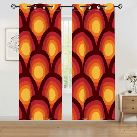 Midcentury Modern Peacock Eye Blackout Curtains: 70s Retro Multi Sizes