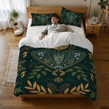 Nordic Folkloric Retro Pattern Duvet Cover Set: Scandi Vintage Bedding