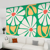 Retro Hippie 70s Stick and Peel Wallpaper: Bold Floral Removable Mural