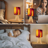 Midcentury Retro Tripod Table Lamp: Vibrant Orange Red Linen Shade, Remote