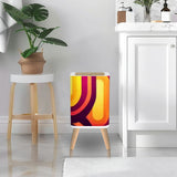 Retro 70s Nordic Lidded Trash Can: Orange Midcentury Modern Style Garbage Bin