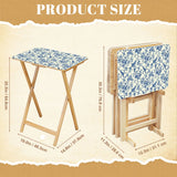 Blue Floral Toile retro TV tray set of 4, size guide with table and rack dimensions