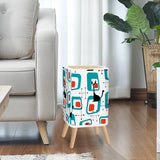 Retro Square Trash Can with Lid, 50s Atomic Mid Century Pattern Black Cat