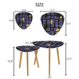 Triangle 60s Retro Tripod Nesting Table Set, Purple Geometric