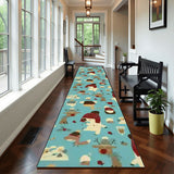 Retro Winter Animals Runner Rug 24" × 120" – Christmas Hallway Decor