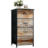 Faux-Wood Nordic Dresser: Modern Rustic Steel Frame Fabric Cabinet - One Size - retro dresser