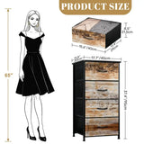 Faux-Wood Nordic Dresser: Modern Rustic Steel Frame Fabric Cabinet - One Size - retro dresser