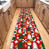 Holidays Season Vintage Style Hallway Retro Runner Rug Red Green White