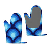 Blue Retro 70s Peacock Eyes Bedside Table with Charging Station