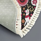 Black & Red Folk Art Round Christmas Rug with Tassels – Nordic Retro