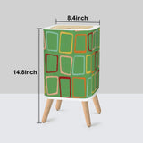 Retro 1950s Square Small Trash Can with Lid, Green Squares