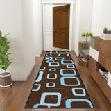Brown Blue 60s Retro Runner Rugs | Midcentury Style Floor Runners