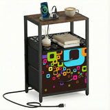 Midcentury Modern Side Table - Nightstand with USB & AC Outlets