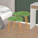Triangle 50s Retro Tripod Nesting Table Set, Green Geometric