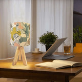 Floral 60s Retro Wooden Tripod Table Lamp – Midcentury LED Smart Light - retro table lamps