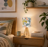 Floral 60s Retro Wooden Tripod Table Lamp – Midcentury LED Smart Light - retro table lamps